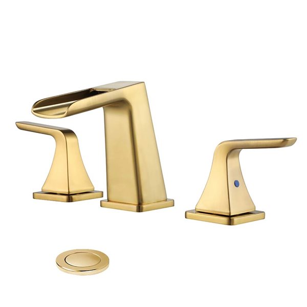 Boyel Living Brushed Gold 2-Handle Widespread WaterSense Labelled Bathroom Sink Faucet with Drain Included