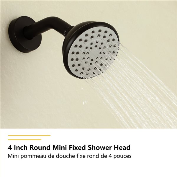 Boyel Living Matte Black 4-in Plastic Shower Head with Built-in Shower System