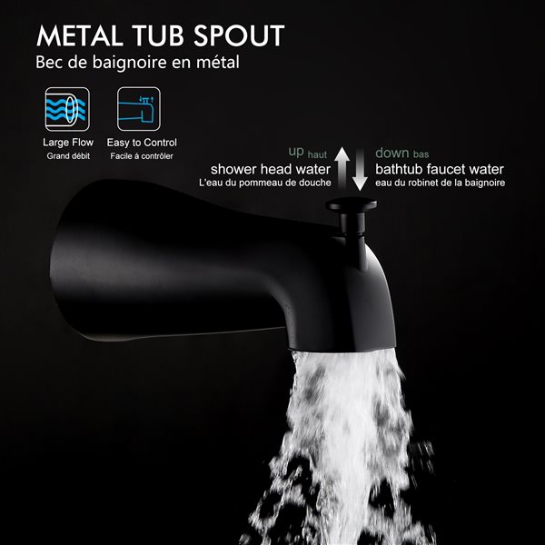 Boyel Living Matte Black 4-in Plastic Shower Head with Built-in Shower System