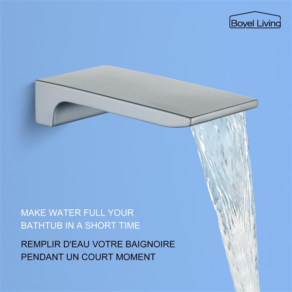 Clihome Brushed Nickel 1-Handle Wall Mount Bathtub Faucet with Hand Shower Included