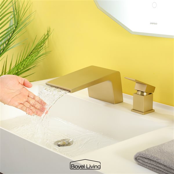 Clihome Brushed Gold 1-Handle 2-Hole WaterSense Labelled Bathroom Sink Faucet