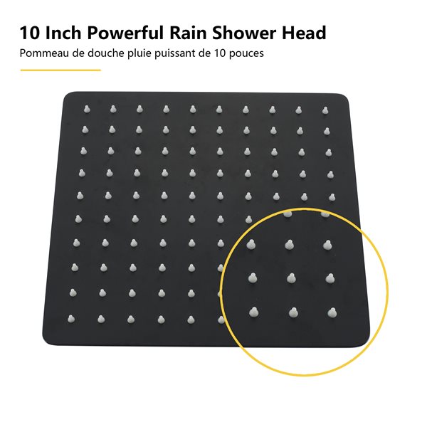 Boyel Living Matte Black 10-in Metal Square Shower Head with Built-in Shower System