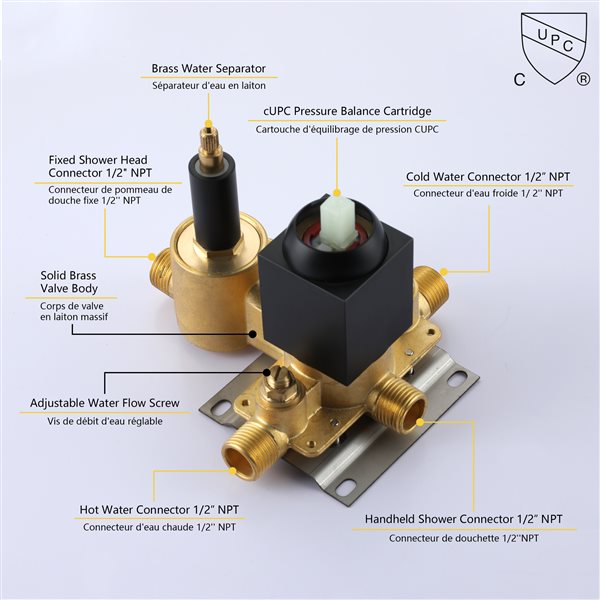 Boyel Living Matte Black 10-in Metal Square Shower Head with Built-in Shower System