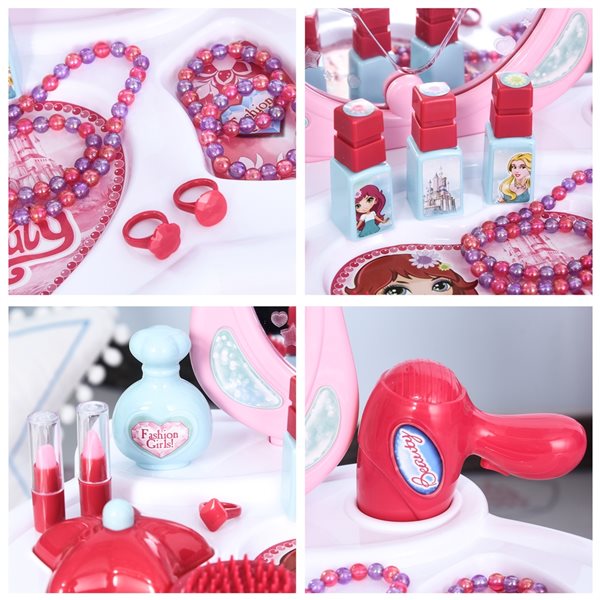 Qaba Children Dressing Table Set - Dream Princess Vanity Set