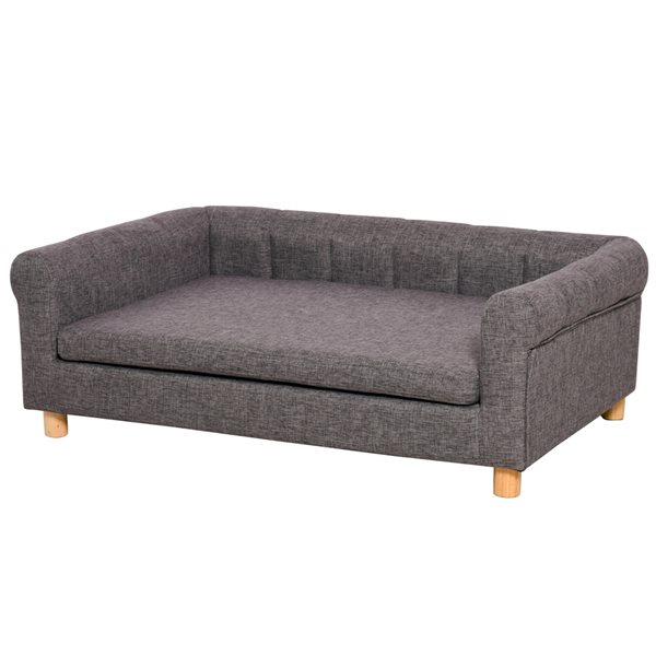 PawHut Dark Grey Cotton Rectangular Dog Bed with Removable Seat