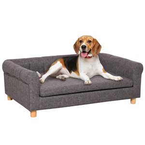 PawHut Dark Grey Cotton Rectangular Dog Bed with Removable Seat