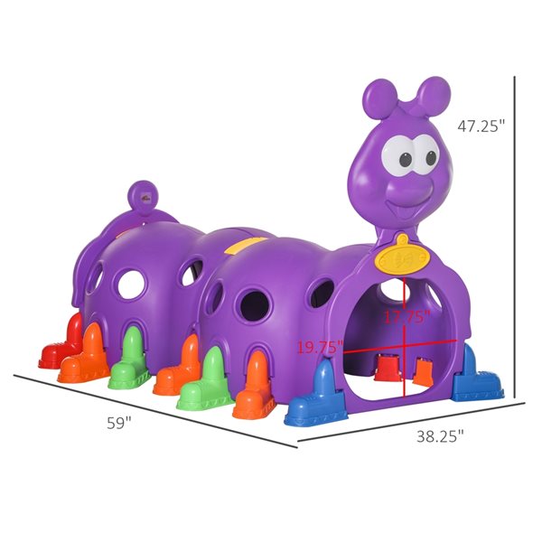 Qaba Caterpillar Climbing Tunnel for Kids Climb-N-Crawl Toy - Purple