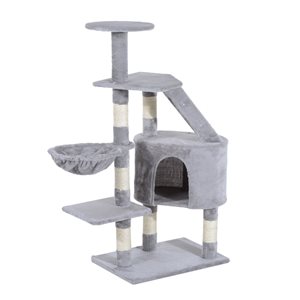 PawHut 49.2-in Grey Polyester Cat Tree and Scratching Post