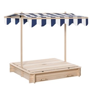 Outsunny Outdoor Wooden Cabana Sandbox for Children