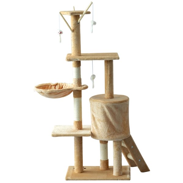 PawHut 52.75-in Beige Polyester Multi-Level Cat Tree