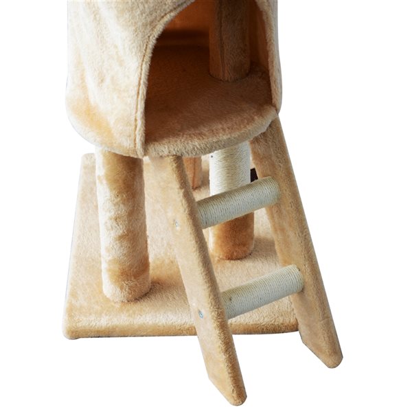 PawHut 52.75-in Beige Polyester Multi-Level Cat Tree