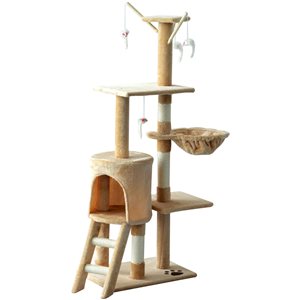 PawHut 52.75-in Beige Polyester Multi-Level Cat Tree