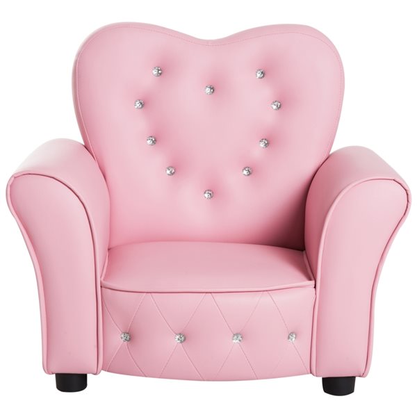 Qaba 19.25-in Pink Upholstered Mini Princess Kids Accent Chair 310