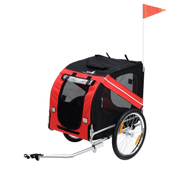 PawHut Pet Bike Trailer Cargo Carrier - Red and Black 5663-0062