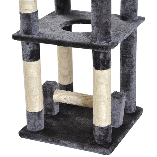 PawHut 52-in Grey Polyester Multi-Level Cat Tree with Hammock