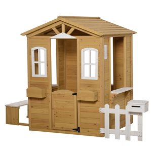 Outsunny 80.25-in x 42.25-in Outdoor Wooden Playhouse