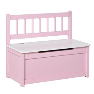 Qaba Pink Rectangular 2-in-1 Kids Bench with Integrated Storage Box