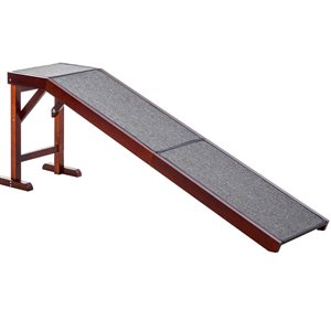 PawHut Brown and Grey Non-Slip Pet Ramp with Top Platform