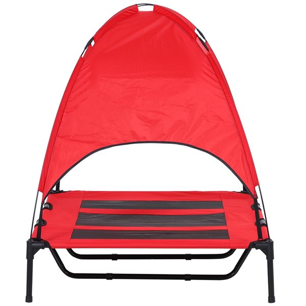 PawHut Red and Black Polyester Rectangular Portable Elevated Pet Bed