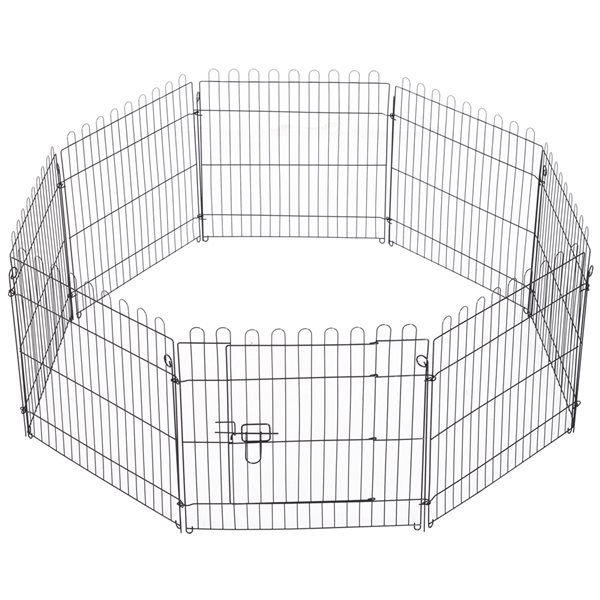 PawHut 30-in x 24.75-in Black Metal Indoor and Outdoor God Playpen