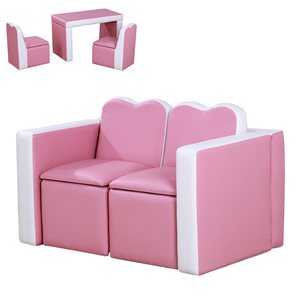 Qaba 19.75-in Pink Upholstered Multi-Functional Kids Table/Accent Chair