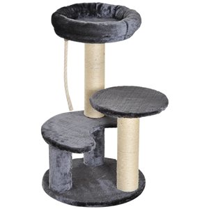 PawHut 25.5-in Grey Polyester Cat Tree with Sisal Rope
