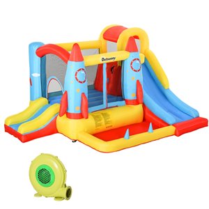 Outsunny Kids Bouncy Castle 3-in-1 House Inflatable Trampoline with Slide Water Pool