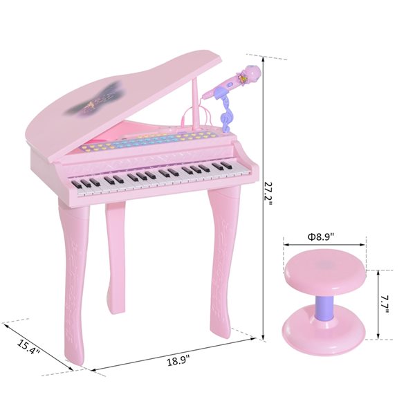 Qaba Mini Electronic Musical Piano 37 Key - Pink