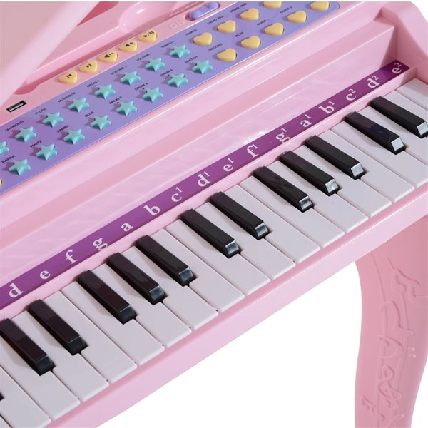 Qaba Mini Electronic Musical Piano 37 Key - Pink