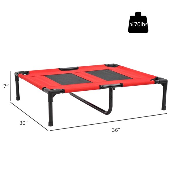 PawHut Red/Black Polyester Rectangular Elevated Pet Bed