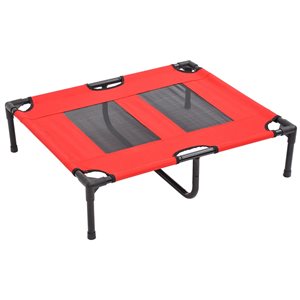 PawHut Red/Black Polyester Rectangular Elevated Pet Bed