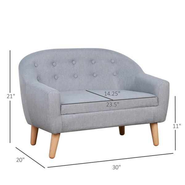 Qaba 21-in Grey Upholstered 2-Seat Kids Accent Chair