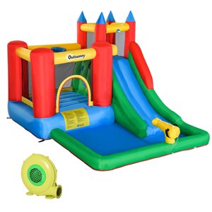 Outsunny Kids Bouncy Castle 6-in-1 Multicolour House Inflatable Trampoline