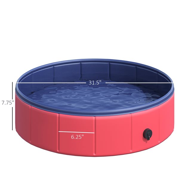 PawHut 31.5-in x 7.75-in Red Foldable Pet Swimming Pool