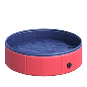 PawHut 31.5-in x 7.75-in Red Foldable Pet Swimming Pool