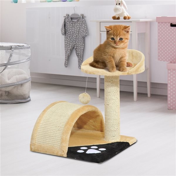 PawHut 17.3-in Beige Polyester Scratching Post and Cat Tree