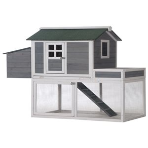 PawHut 63-in Grey Wood Chicken Coop