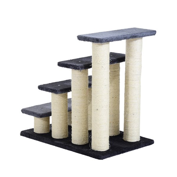 PawHut 24-in Grey Polyester 4-Tier Pet Stairs