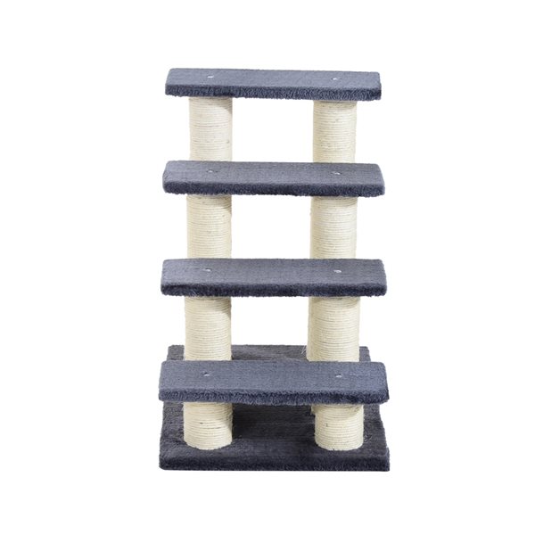 PawHut 24-in Grey Polyester 4-Tier Pet Stairs