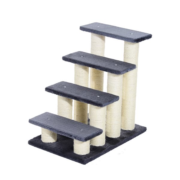 PawHut 24-in Grey Polyester 4-Tier Pet Stairs