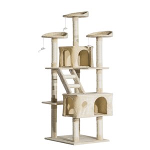PawHut 70.75-in Beige Polyester Cat Tree with Scratching Post and Condo