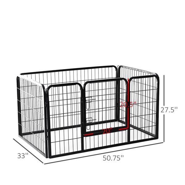 PawHut 27.5-in x 31.5-in Black Metal Indoor and Outdoor Cat/Dog Playpen