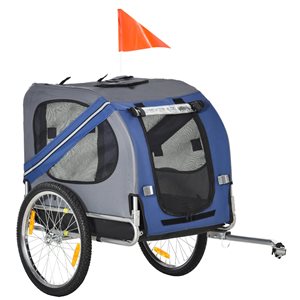 Aosom Pet Bike Trailer Cargo Carrier - Blue and Grey