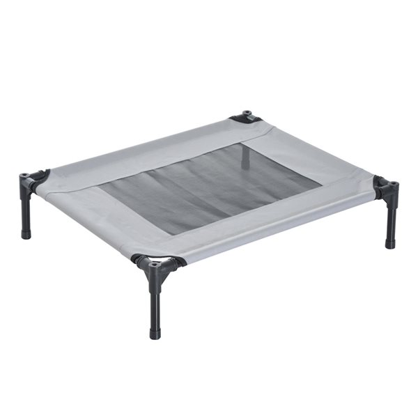 PawHut Grey Polyester Rectangular Portable Elevated Pet Bed