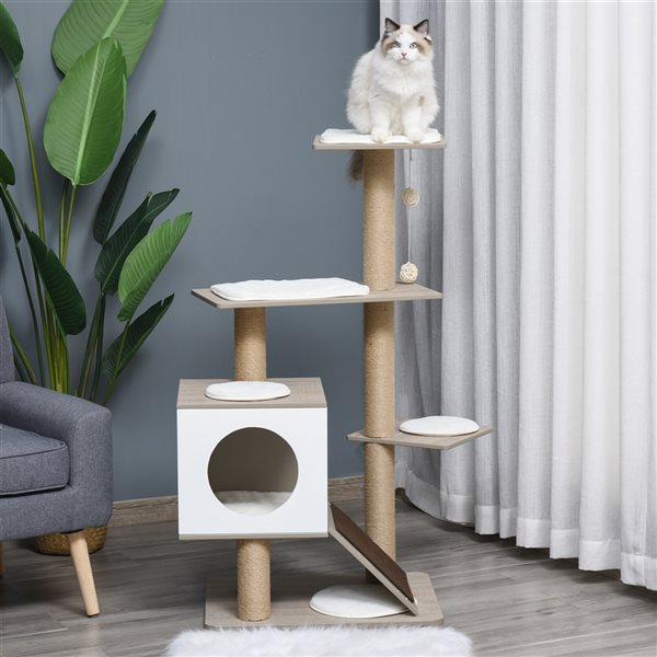 grey cat stand