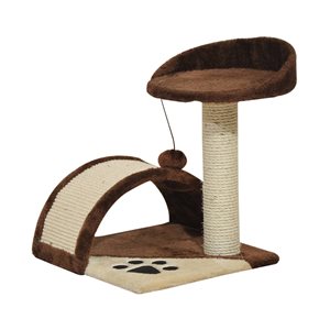 PawHut 18-in Brown Polyester Cat Tree with Hanging Toy