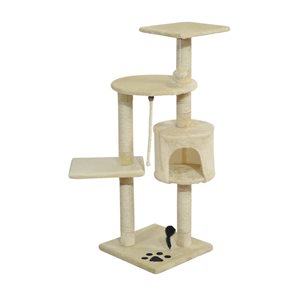 PawHut 44.1-in Polyester Multi-Level Cat Tree and Scratching Post