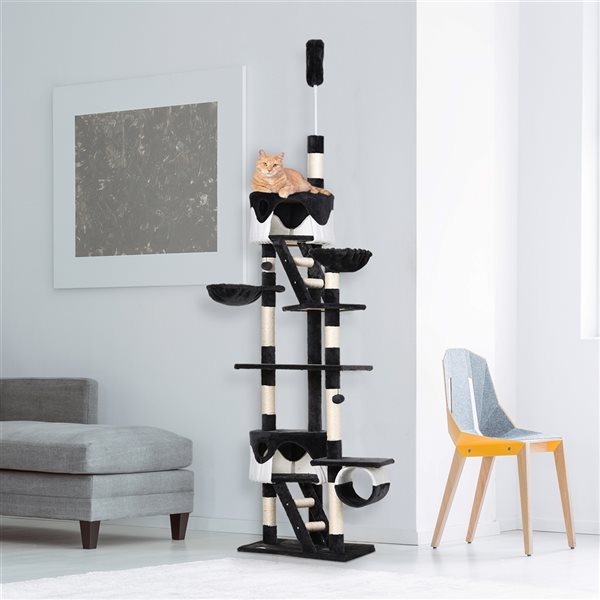 PawHut 102.4-in Polyester Multi-Level Cat Tree with Activity Center