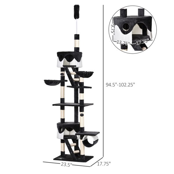 PawHut 102.4-in Polyester Multi-Level Cat Tree with Activity Center