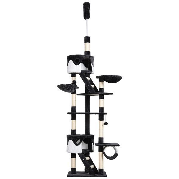 PawHut 102.4-in Polyester Multi-Level Cat Tree with Activity Center